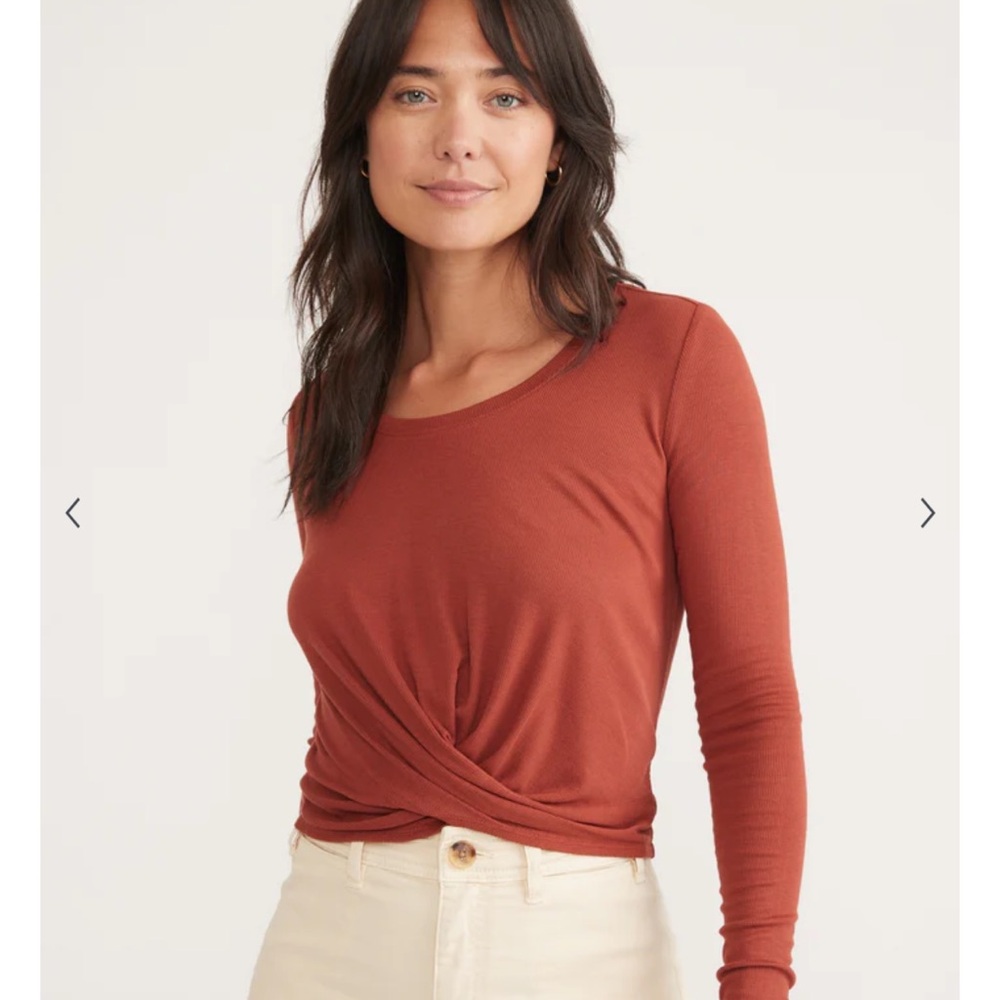 Marine Layer Lexi Rib Twist Front Long Sleeve Top NWT